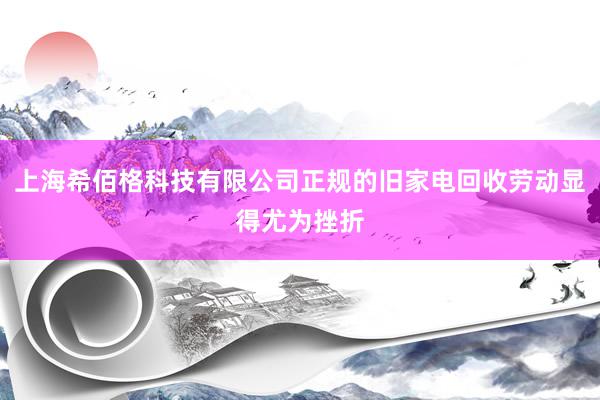 上海希佰格科技有限公司正规的旧家电回收劳动显得尤为挫折